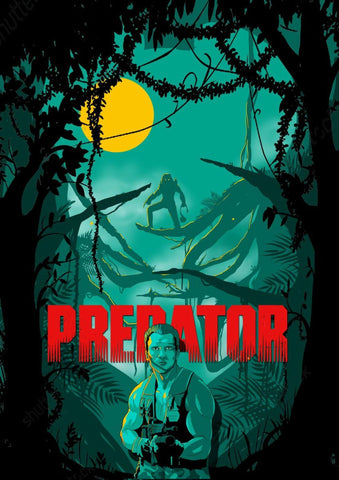 Predator - Arnold Schwarzenegger - Hollywood Sci Fi Action Movie Fan Art Poster - Art Prints