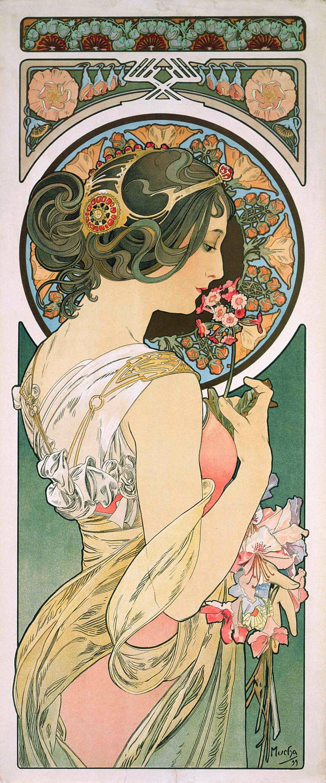 Primrose (1899) - Alphonse Mucha - Art Nouveau Print by Alphonse