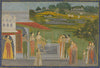 Princesses Gather At A Fountain - Farrokhabad School - C.1770- Vintage Indian Miniature Art Painting - Art Prints