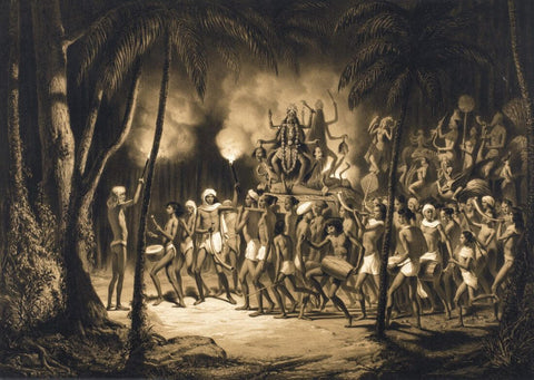 Procession Of Goddess Kali (Calcutta 1841) - Prince Alexis Dmitievich Soltykoff - Orientalist Art Vintage Painting by Prince Alexis Soltykoff