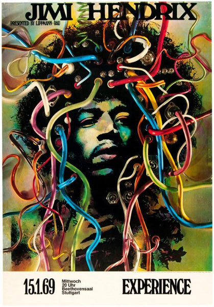 Psychedelic Music Concert Poster - Jimi Hendrix Experience Stuttgart 1969 - Tallenge Music Collection - Art Prints
