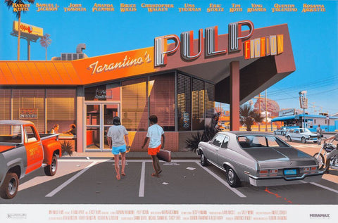 Pulp Fiction - John Travolta And Samuel L Jackson At The Diner - Hollywood Movie Graphic Art Poster by Tallenge
