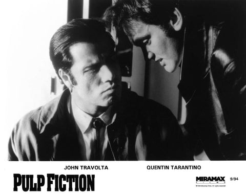 Pulp Fiction - Quentin Tarantino And John Travolta - Movie Still by Tallenge