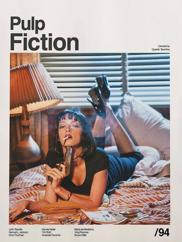 Pulp Fiction - Uma Thurman - Quentin Tarantino - Hollywood Movie Art Poster by Tallenge