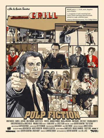 Pulp Fiction - John Travolta - Tallenge Quentin Tarantino Hollywood Movie Art Poster Collection by Joel Jerry