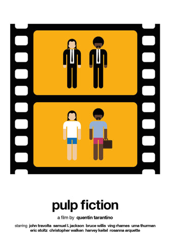 Pulp Fiction - John Travolta and Samuel Jackson - Quentin Tarantino - Tallenge Hollywood Cult Movie Poster by Joel Jerry