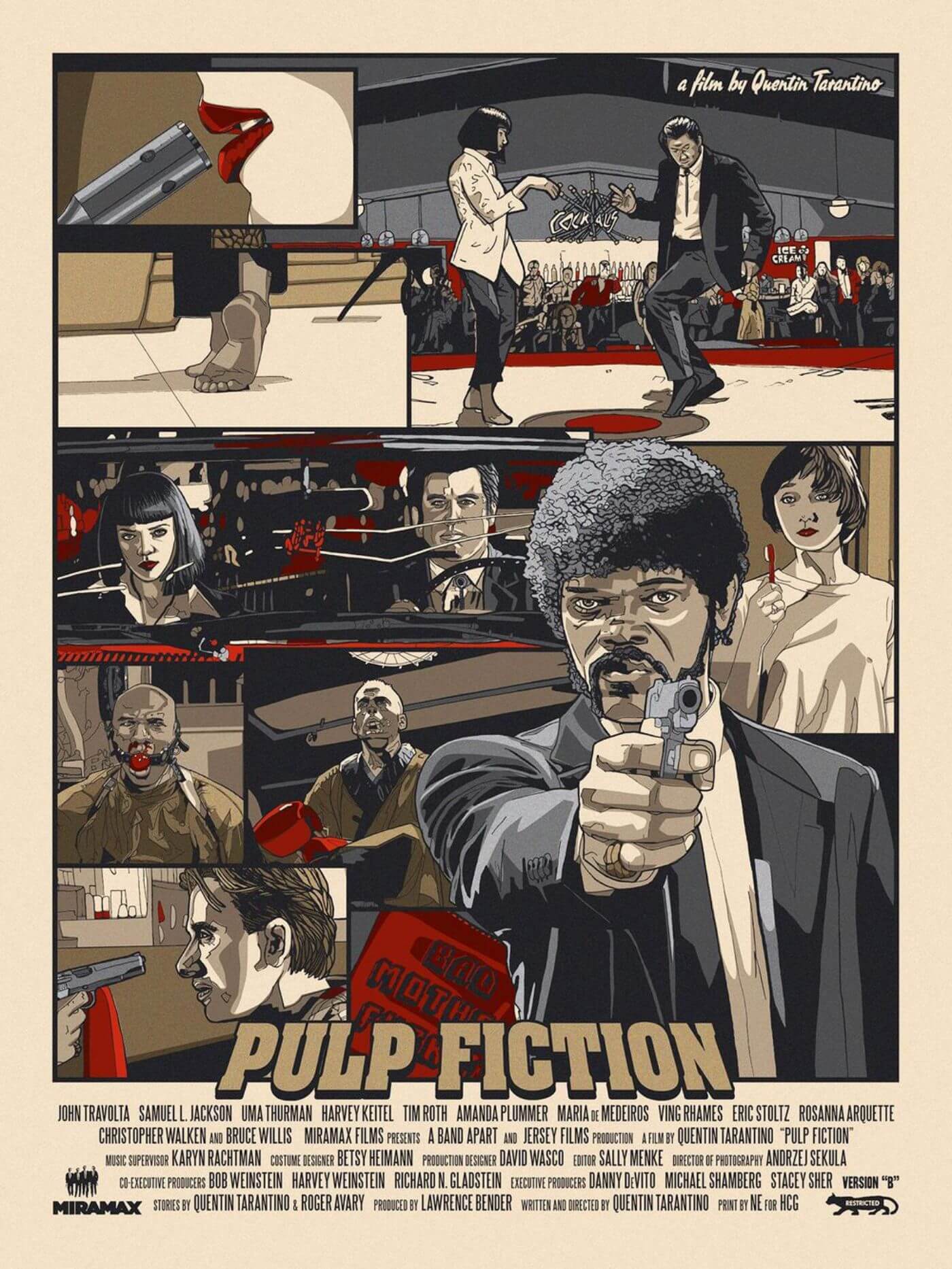 Pulp Fiction Samuel L Jackson Tallenge Quentin Tarantino Hollywood Movie Art Poster Collection Posters