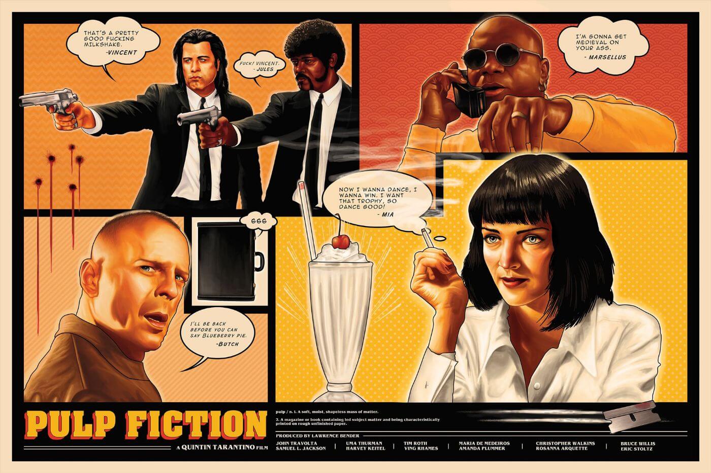 Pulp Fiction - Tallenge Quentin Tarantino Hollywood Movie Art Poster ...