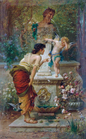 Punished Levity (At Cupids Fountain) - Hans Zatzka - Life Size Posters
