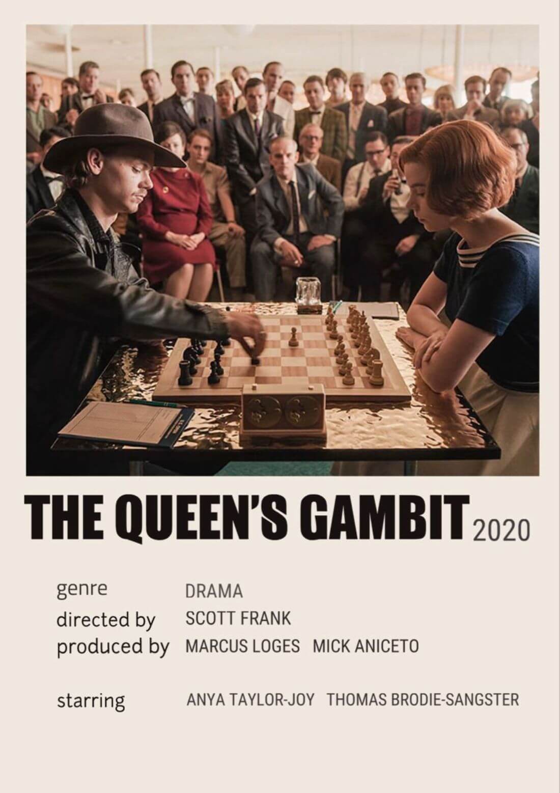 queen's gambit beth harmon benny watts Poster for Sale by lovely