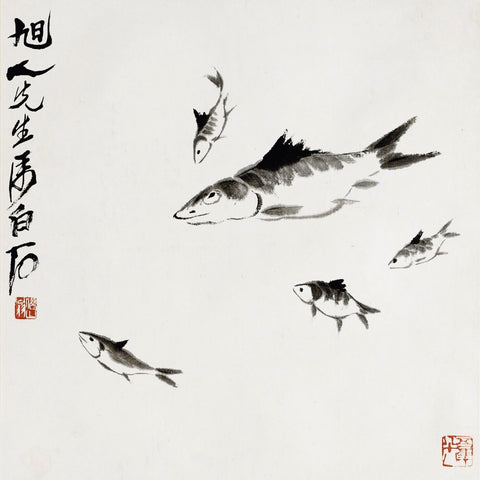 Five Fish - Qi Baishi - Canvas Prints
