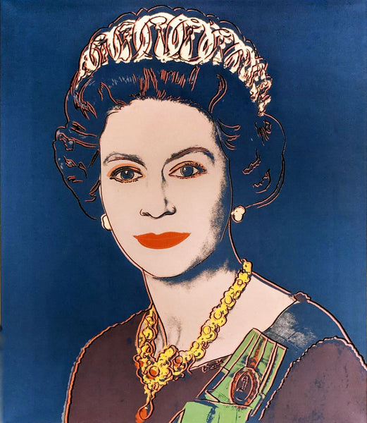 Queen Elizabeth II - (from Reigning Queens Series, Dark Blue) - Andy Warhol - Pop Art Print - Life Size Posters