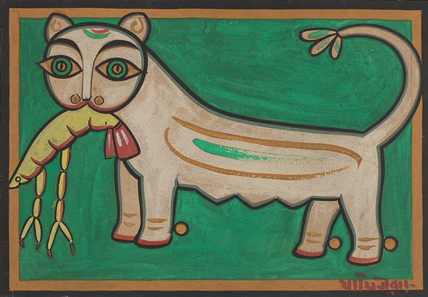Cat And Lobster - Jamini Roy - Framed Prints