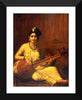Set of 4 Raja Ravi Varma Paintings - Lady Playing The Veena,Malabar Lady with Veena, Lady with Swarbat , Young Woman with Veena - Framed Art Print