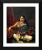 Set of 4 Raja Ravi Varma Paintings - Lady Playing The Veena,Malabar Lady with Veena, Lady with Swarbat , Young Woman with Veena - Framed Art Print