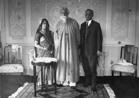 Rabindranath Tagore With His Newly-Wedded Son Rathindranath And Daughter-In-Law - Vintage Photograph - Large Art Prints