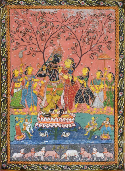 Radha Krishna - Geet Govinda  - Indian Pattachitra Art Painting - Canvas Prints