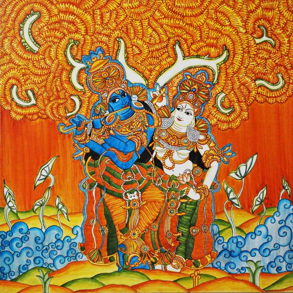 Radha Krishna - Kerala Mural Painting - Canvas Prints