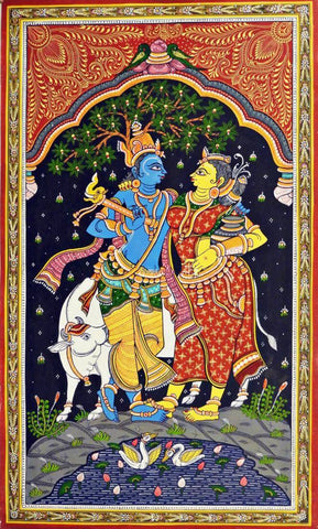 Radha Krishna - Pattachitra - Indian Folk Art Painting - Large Art Prints