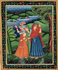 Radha Krishna And Gopis - Pichwai - Vintage Indian Miniature Art Painting - Large Art Prints