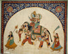 Krishna With Radha On A Fair - Rajasthan School - Vintage Indian Miniature Art Painting - Life Size Posters