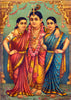 Radha Rukmini Krishna - C G Ramanujam - Ravi Varma Press Oleograph Print - Indian Painting - Framed Prints