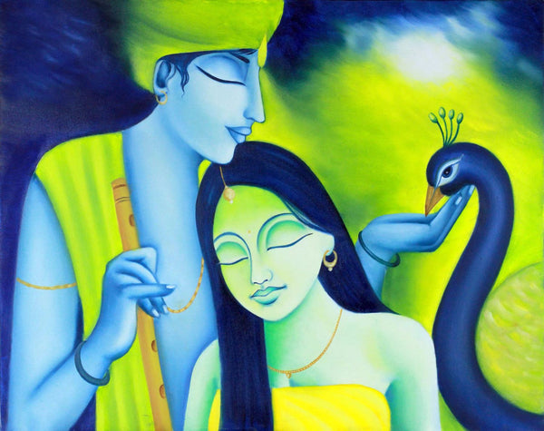 Radha Krishna Painting - Canvas Prints