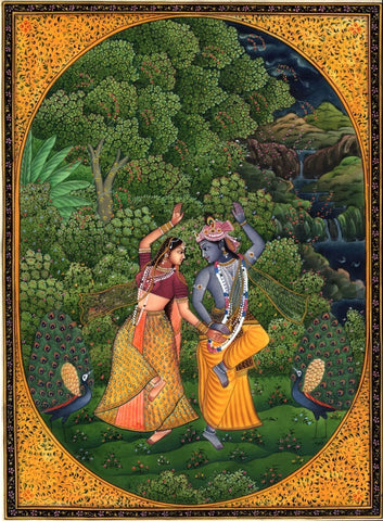 Radha And Krishna Dancing In Vrindavan - Art Prints