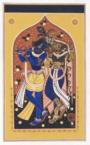 Radha Krishna - Nandalal Bose - Bengal School Indian Painting - Framed Prints