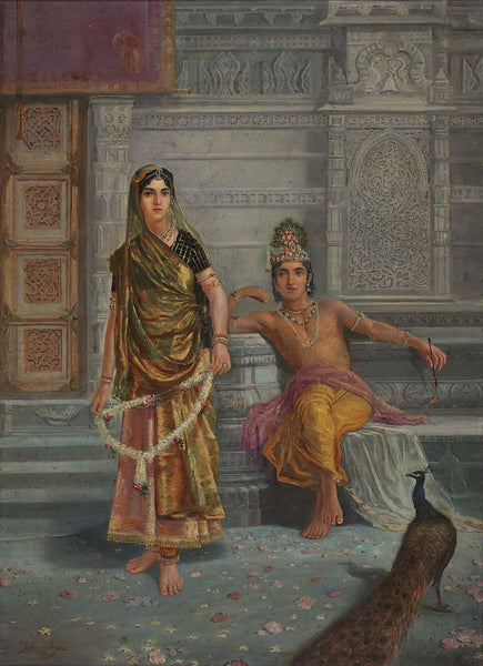 Radha and Krishna - M V Dhurandhar - Indian Masters Painting - Canvas Prints