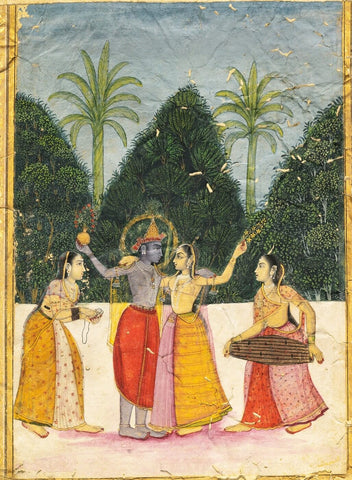 Raga Basant - Indian Miniature Paintings by Tallenge Store