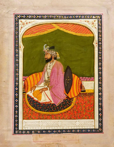 Raja Dhian Singh - Sikh King - C1800s Vintage Indian Royalty Painting - Posters