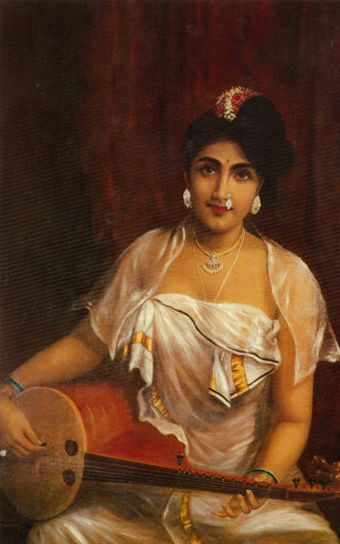 Lady Playing The Veena - Art Prints