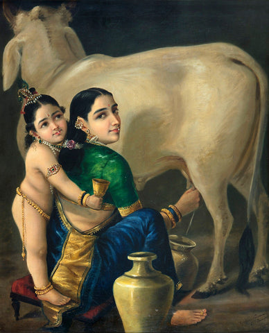 Yashoda Krishna - Canvas Prints by Raja Ravi Varma