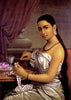 Lady Making A Garland - Raja Ravi Varma - Large Art Prints