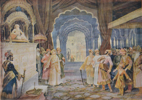 Raja Shivaji At Aurangzeb's Darbar- M V Dhurandhar - Canvas Prints
