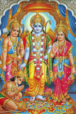 Ram Darbar - Ram Laxman Sita and Hanuman - Ramayan Art Painting Poster by Kritanta Vala
