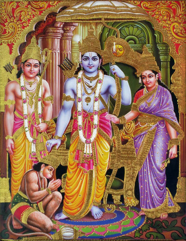 Ram Darbar - Ram Laxman Sita and Hanuman - Ramayan Painting Poster by Kritanta Vala