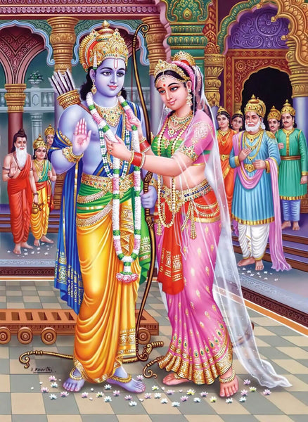 Ram Sita Marriage - Indian Miniature Painting From Ramayan - Vintage Indian Art - Life Size Posters