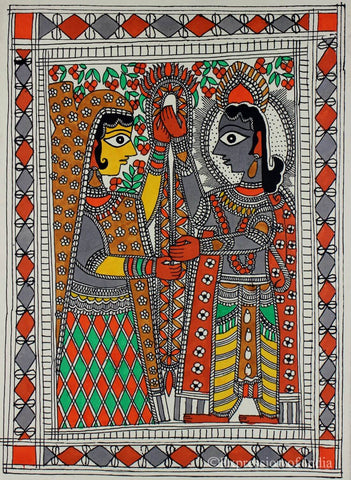 Ram Sita Wedding - Madhubani Painting - Framed Prints