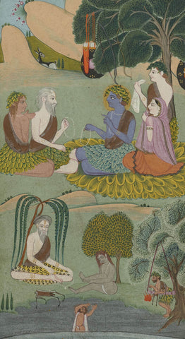 Ramayana Manuscript, Jammu, Punjab Hills, India, circa 1820  - Indian Miniature Painting From Ramayan - Vintage Indian Art - Canvas Prints