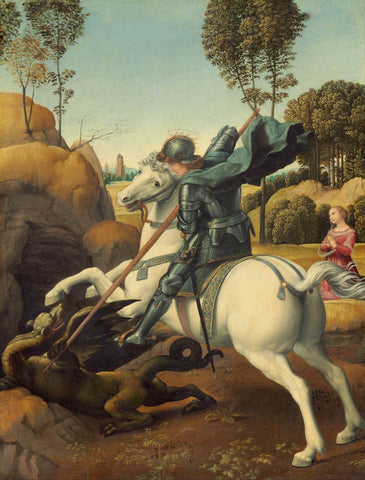 Saint George And The Dragon - Raphael - Framed Prints