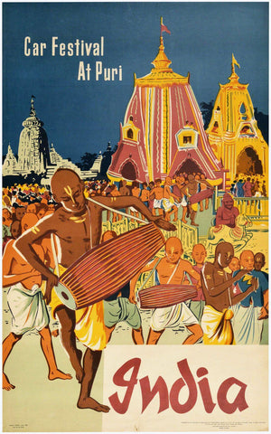 Rath Yatra Festival Puri Orissa - Visit India - 1930s Vintage Travel Poster - Framed Prints