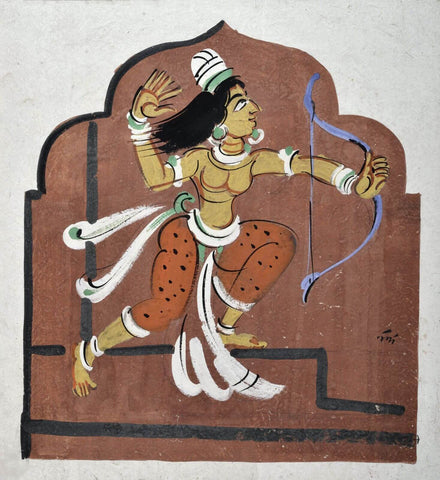 Rati With Her Bow - Nandalal Bose - Haripura Art - Bengal School Indian Painting - Art Prints