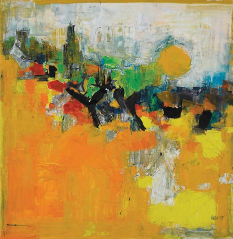 Untitled (Yellow) - Canvas Prints by Sayed Haider Raza