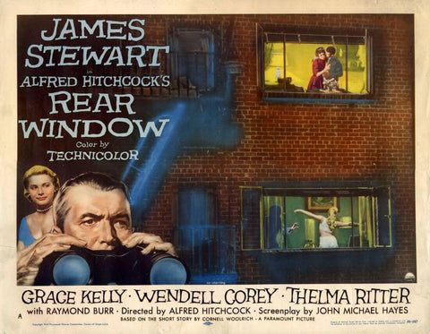 Rear Window -James Stewart - Alfred Hitchcock - Classic Hollywood Suspense Movie Vintage Poster by Hitchcock