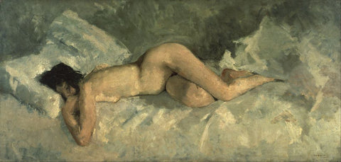 Reclining Nude (Liegender Akt)- George Breitner - Dutch Impressionist Painting - Posters