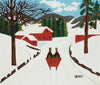Red Sleigh on a Country Road - Maud Lewis - Canada Folk Art Painting - Life Size Posters