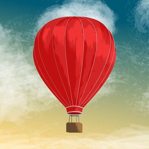 Red Hot Air Baloon Painting - Large Art Prints by Sherly David