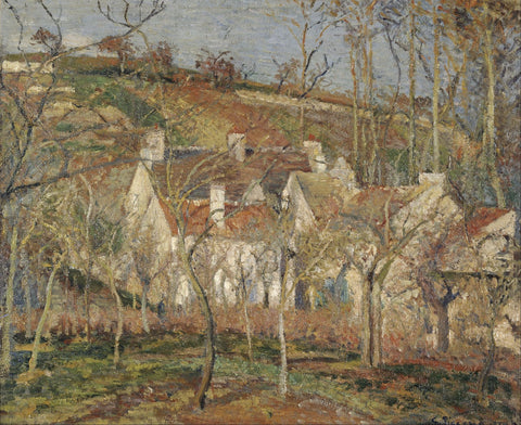 Red roofs, corner of a village, winter - Large Art Prints by Camille Pissarro